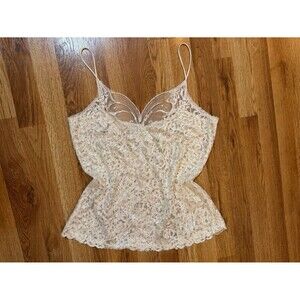 Adonna Lace Top Womens L Ivory Sheer Romantic Coquette Lingerie Sexy